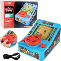 Interactive racing simulator with steering wheel and sounds for kids