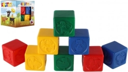 Värvilised plastklotsid lastele loomapiltidega, komplekt 8 tk