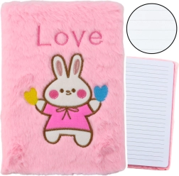 Pehme plush-märkmik jänesega ja kirjaga Love – roosa
