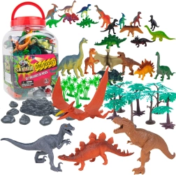 Boley Dinosaur Figures in a Bucket – 55-Piece T-Rex and Friends Set