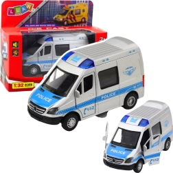 Metal police car 1:32 with pull-back drive, lights and sounds