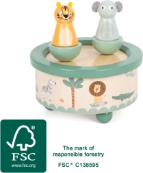Small Footi safari teemaline puidust mängukarp
