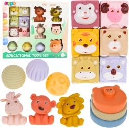 Eko-kummist pehmete sensoorikakomplekt loomakestega, 18 osa