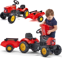 Laste pedaaltraktor FALK Red Supercharger eemaldatava haagisega