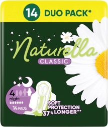 Naturella Classic hügieenisidemed Night tiibadega, 14 tk