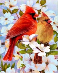 Teemantmaal “Linnud oksal” 30 × 40 cm