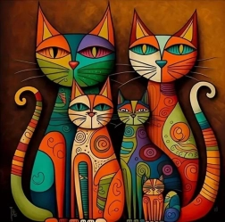 Teemantmaal „Kassid modernses kunstis” 30 × 40 cm