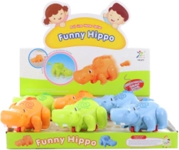 Baby hippo plastic figurine moving while rolling