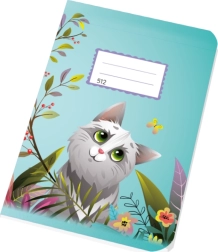 School notebook A5 512 with cat motif, ruled 16 mm