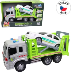 Tow Truck with Car on Flywheel with Light and Sound