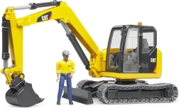 Bruder CAT miniekskavaator koos töömehe figuuriga 1:16
