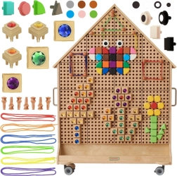 Masterkidz Freestanding Wooden STEM Board in the Shape of a House with Accessories