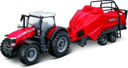 Mudeltraktor Massey Ferguson 8740S koos heinapressiga