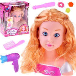 Soengupea – blond nukk juuksuritöö tarvikutega 20 cm