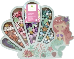 Wooden pastel beads Mermaid, 400 pcs