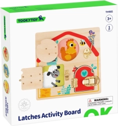 Puidust tegevustahvel lukkudega