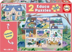 Educa pusle Outside, Inside maja 2×100 tükki