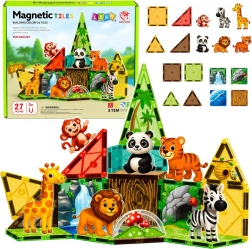Magnetic Building Pieces Zoo – Wild Jungle Animals (27 pieces)