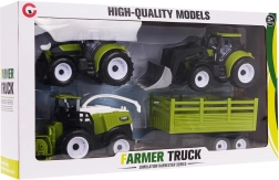 Children's set of agricultural vehicles with tractors, combine harvester and trailer
