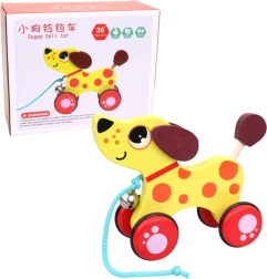 Puidust järelveetav koer 17 cm