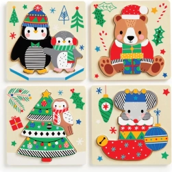 Wooden Christmas puzzle set for toddlers 4-in-1 MUDPUPPY