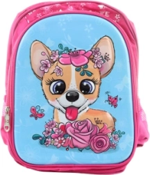 Children's backpack with dog and flower motif