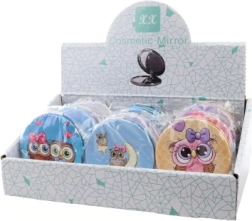 Pocket mirror with owls
