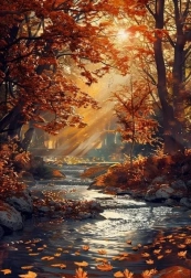 Teemantmaal „Sügisene oja“ 30 × 40 cm