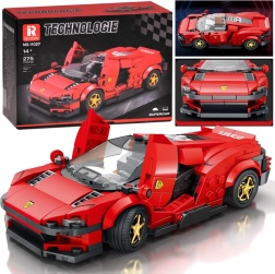 Tehniline ehituskomplekt – futuristlik punane superauto ülespoole avanevate ustega, 275 detaili