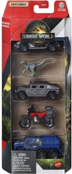 Matchbox Jurassic World – komplekt 4 autoga ja dinosaurus
