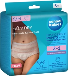 Canpol babies ühekordsed sünnitusjärgsed aluspüksid integreeritud 2in1 sidemega S/M, 5 tk
