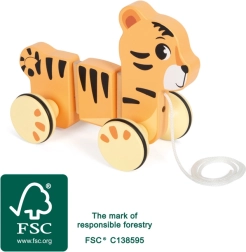 Wooden pull-along toy tiger small foot