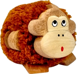 Wooden Monkey with Pom-Pom XL