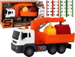 Garbage Truck with Crane Friction Drive Orange 1:16