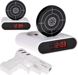 Äratuskell laskmismärgi ja püstoliga, mängurežiimid ja oma alarmi salvestus