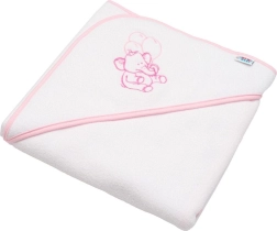 New Baby laste froteerätik kapuutsiga ja tikandiga 80 × 80 cm – valge elevandiga