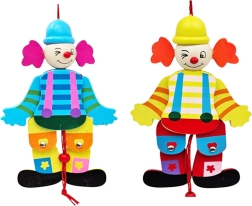 Wooden wind-up clown