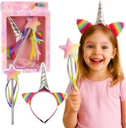 Children's unicorn accessory set – headband with horn and magic wand