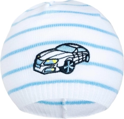Spring beanie New Baby with car white-blue 104 (3–4 years)