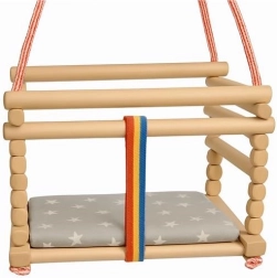 Laste pöögipuust kiik BABY MIX, naturaalne, padjaga