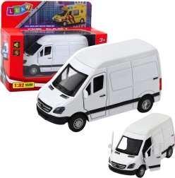 Metallist kaubik 1:32 tõmbeajamiga, tulede ja helidega – valge