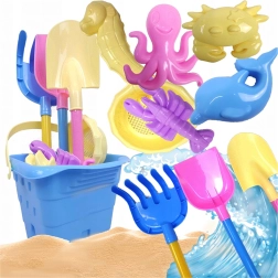 Beach toy set with bucket and molds, 9 pcs