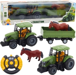 Green Tractor with Trailer and Horse on Remote Control