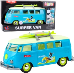 Surfer van – valgus- ja heliefektidega väikebuss eemaldatava surfilauaga, türkiissinine