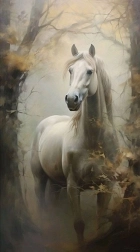 Diamond Painting White Horse in the Mist 30 × 40 cm