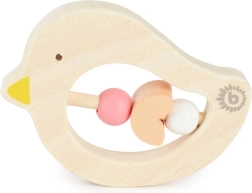 Bieco wooden teether with pink beads – bird