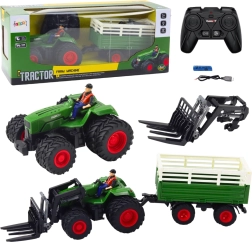 Kaugjuhtimisega traktor haagise ja kahvlitega