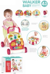 4-in-1 Walker Push Toy House Piano, Pink