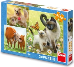 Kids' puzzle animal families 3×55 pieces
