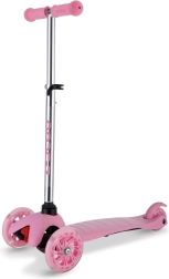 Pink three-wheeled scooter with LED wheels